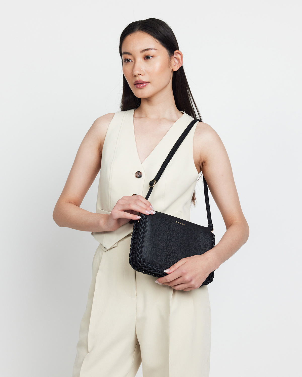 Tilly&#39;s Big Sis Crossbody Black Plait Edge